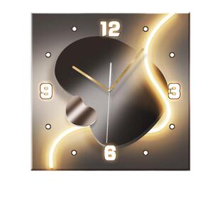 石来运转钟表挂钟客厅现代轻奢装饰时钟挂墙壁灯高级感餐厅钟表