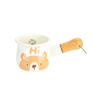 树可小熊搪瓷迷你小奶锅热奶煮牛奶专用锅奶茶小锅燃气灶小型早餐