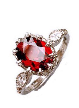 吊坠项链血红宝色皇冠银镀18k