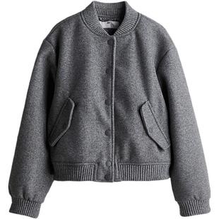 HM童装儿童女童风衣春季长袖平驳领双排扣短款外套1227381