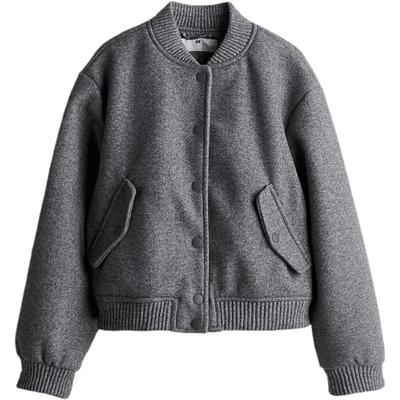 HM童装儿童女童风衣冬季长袖平驳领双排扣短款外套1227381