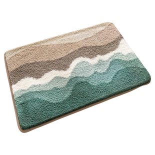 大江卫生间吸水地垫绿色加厚植绒浴室踩脚垫厕所门口速干防滑地毯