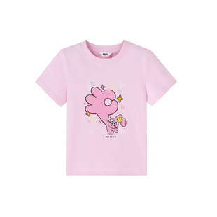 【联名款-奶丝兔/卜卜兔】安奈儿童装女童短袖T恤夏新款纯棉