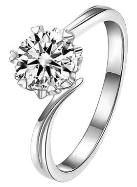 1克拉雪花扭臂仿莫桑石戒指