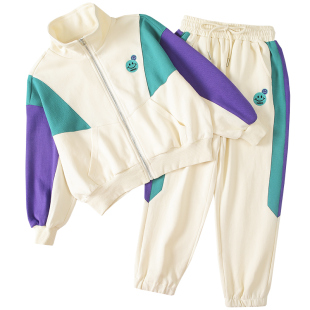 女童春秋装运动套装春款加绒纯棉2026新款中大童女孩洋气时髦衣服