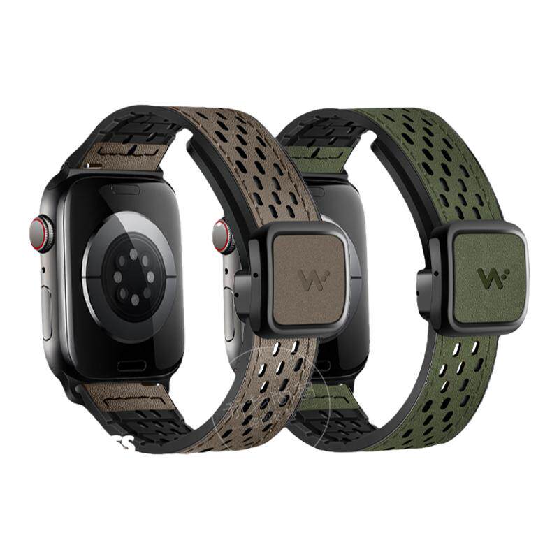 适用华为watchfit4pro手表带新款fit3手环fit2磁吸方扣透气疯马纹真皮表带运动fitnew智能男生夏腕带女生表链