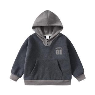 植木 儿童卫衣2025秋冬新款中大童连帽上衣卫衣男童加绒卫衣童装