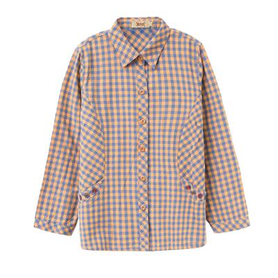 妈妈格子衫衬春秋装全棉长袖衬衣