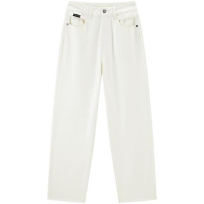 太平鸟夏季新款白色阔腿牛仔裤女