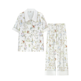 丝梦华服【7件套】爱丽丝夏季短袖冰丝法式甜美睡衣女家居服套装