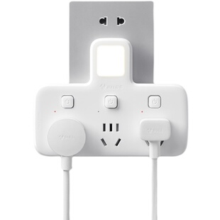 公牛多功能插座转换器插头一转二三带夜灯独立开关分控创意插线板