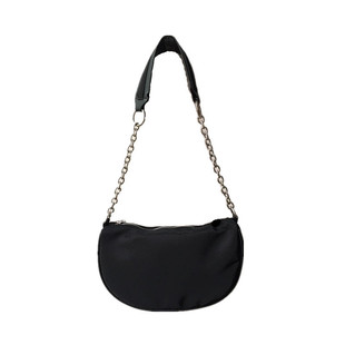 BM2026春夏新款小众帆布单肩包bm腋下包包半月法棍包尼龙链条女包