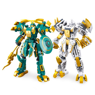 小鲁班山海经青龙白虎朱雀手办机甲拼装模型儿童积木玩具男孩礼物