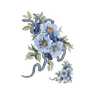 冷淡风美艳性感肩花灵蛇花朵唯美文艺少女御姐美体纹身贴纸防水女