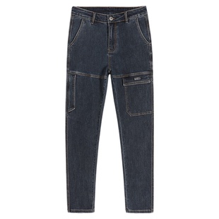 潮流多口袋复古男士牛仔裤穿搭初春户外弹力六个口袋工装休闲长裤