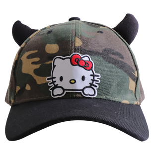 原创可爱卡通猫牛角恶魔鸭舌帽辣妹棒球帽遮阳亚文化显脸小帽子