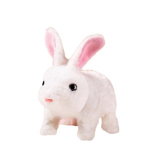 新款儿童电动小白兔子玩偶毛绒早教宝宝练习抬头玩具1到3一岁女孩