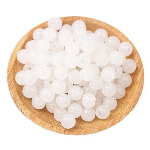 仿玉石白珠468 10mm白色圆珠DIY手链项链尾珠散珠子饰品隔珠配件