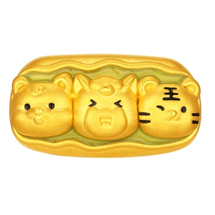潮宏基好事发生三合虎马狗黄金转运珠足金串珠5D硬金生肖糖葫芦女