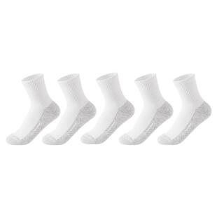 全棉时代儿童袜子男女童抗菌防臭纯棉袜运动中筒袜学生小白袜5双