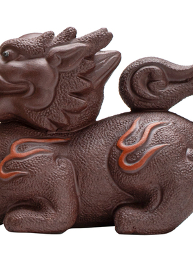 炼器中式小号瑞兽火麒麟招财摆件