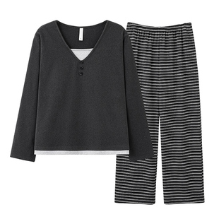 芬腾可安德绒睡衣女带胸垫秋冬季可外穿保暖薄绒家居服冬漂亮出门