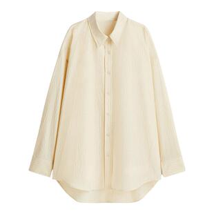 HM S/S女装衬衫春季条纹宽松大码波嬉风穿搭上衣1281148