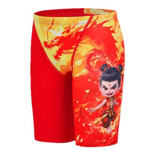 浩沙儿童泳裤男专业竞速hosa青少年五分哪吒竞速竞技训练国潮泳衣