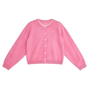 Basic House/百家好假两件羊毛针织开衫女士2026春季新款粉色毛衣