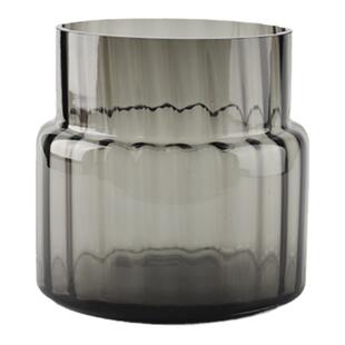 拾物现代轻奢极简玻璃插花花瓶矮胖大口花瓶鲜花水培大号花器绿色