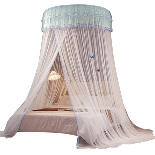 2025新款吊顶蚊帐家用吊挂圆顶式卧室纹账免安装落地式床幔帘单人