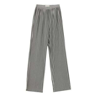 Ground Show/阁兰秀时尚百搭高腰显瘦黑白条纹直筒裤显瘦休闲裤