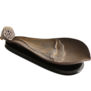 陶瓷莲花线香插家用檀香线香炉室内书房点香器净化空气荷花卧香炉