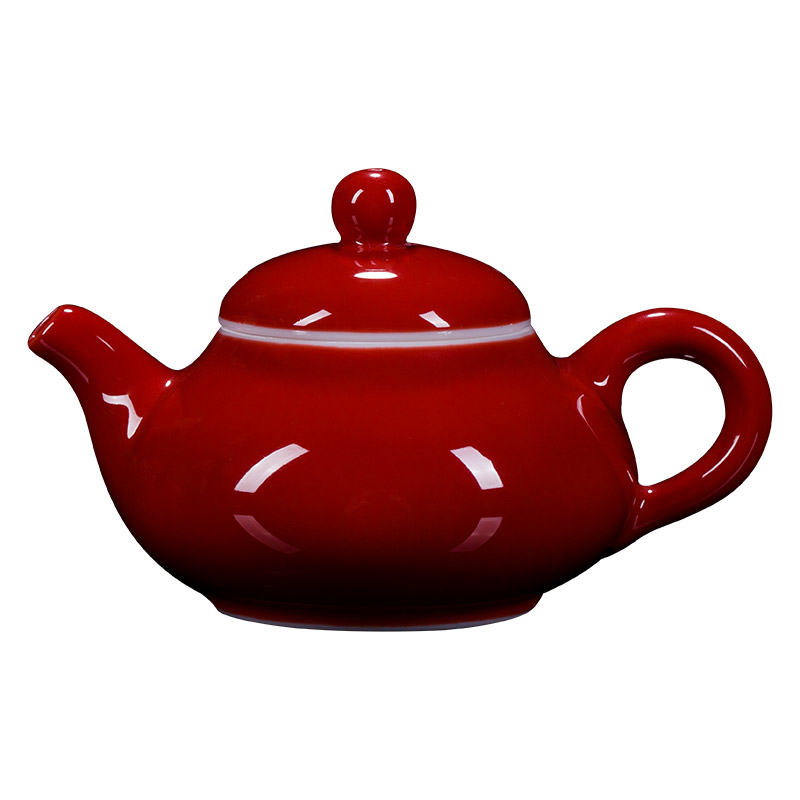 古垚中国红陶瓷壶婚庆功夫茶具