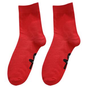 2025本命年红色袜子女中筒袜韩国四季吸汗男女棉袜可爱蛇年礼物袜