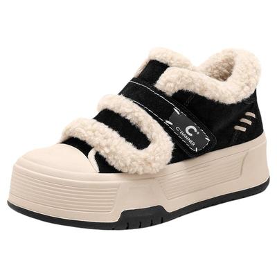 千百度2025新款加绒保暖小白鞋