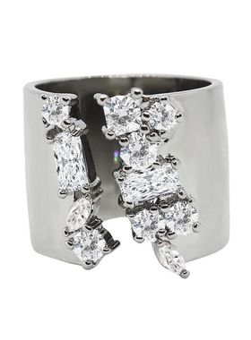 戒指星河闪亮镶钻开口可调节