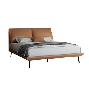 慕思今晚真皮床现代简约双人床头层牛皮软包床架主卧婚床大床002