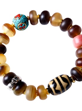 山龟算盘珠手串·双虎牙天珠男士