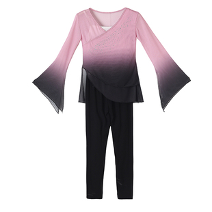 儿童古典舞渐变纱衣练功服女童艺考舞蹈服装少儿身韵中国舞演出服