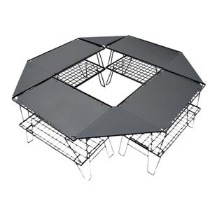 户外露营折叠网桌金属沥水架多功能烧烤野餐置物茶几粗网格igt桌
