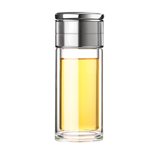 点盛茶水分离杯2026新款隔热双层玻璃迷你便携泡茶杯男女简约水杯