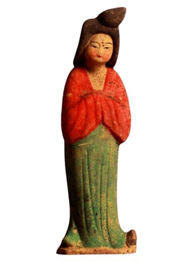 仿古彩绘陶俑仕女俑胖妞中式摆件