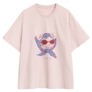 CV大码女装夏新款UPF50+凉感防晒印花短袖T恤抗菌速干上衣女胖mm