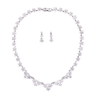新款新娘结婚项链耳环套装闪耀锆石晚宴聚会配饰简约婚纱礼服首饰