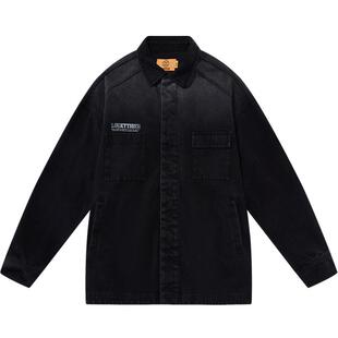 BEASTER奥莱鬼脸休闲渐变水洗牛仔衬衫潮流时尚外套男秋