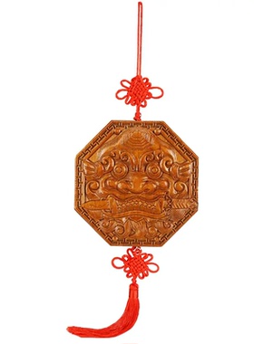 桃木兽头兽王八卦镜挂件狮咬剑虎头大门对门卫生间厕所家居摆件