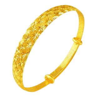 满天星黄金手镯正品足金999宽面推拉实心金包银镯子女送妈妈礼物