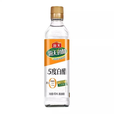 海天5度白醋450ml瓶装食用醋家用烹饪炒菜凉拌点蘸蘸料腌制泡菜醋