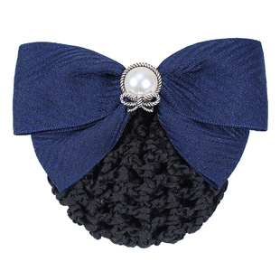 头花女职业护士发网空姐酒店盘发网兜银行工作细网蝴蝶结发饰珍珠